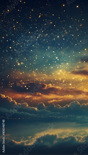 Aureolin Twilight Mystical Sky with Gossamer Clouds and Twinkling Stars Phone Background Wallpaper.