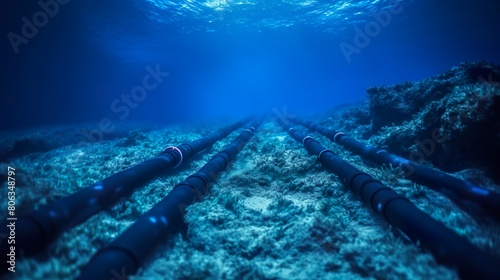 Fiber optic cables under the ocean made with Ai generative technology