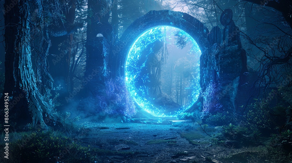 Magic portal door enter in forest woods wallpaper background Magic portal door enter in forest woods wallpaper background