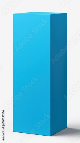 Blue tall product box copy space is isolated against a white background for ad advertising sale alert or news blank copyspace for design text photo website 