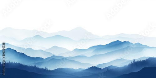 Blue tones watercolor mountain range on white background with copy space display products blank copyspace for design text photo website web banner  © Lenhard