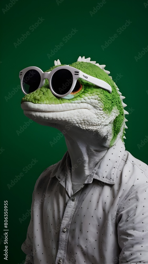 Fototapeta premium A frog glasses and handsome waering cloth