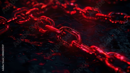 Red hot burning chain links fetter wallpaper background