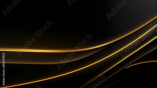 Glowing dark gold Neon Lights in the Dark. Elegant Background with Copy Space