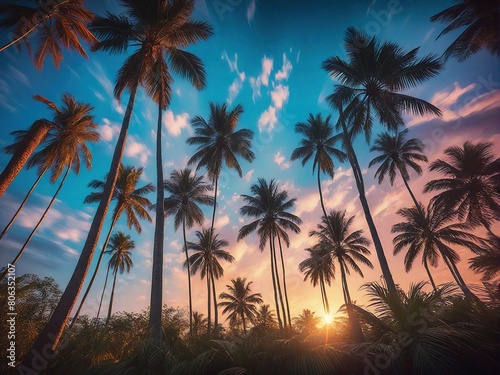 palm trees at sunset