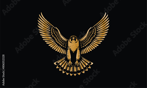 eagle with wings, golden peregrine falcon design © Ali