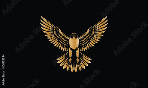 golden eagle with wings, peregrine falcon flying, 
