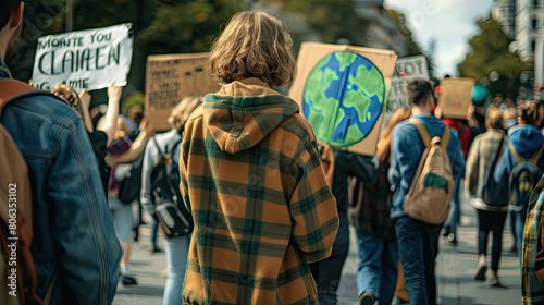 Group of Activists holding climate change banners at a demonstration.