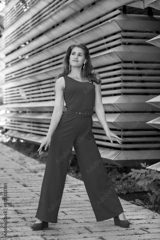 young fashionable woman in the cityscape young fashionable woman in the cityscape
