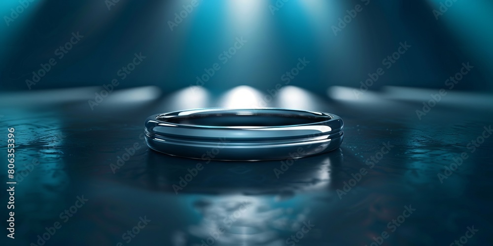 A wedding ring on a dark background with light shining through. A wedding ring on a dark background with light shining through.