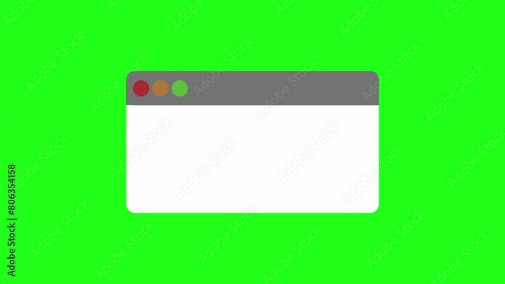 Animated empty pop up box appearing on screen. Browser pop up message on green screen background. Animated empty pop up box appearing on screen. Browser pop up message on green screen background.