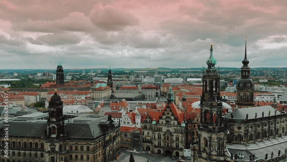 Panorama of the cityscape of Dresden, a view of the city of Dresden from above.
Panorama of the cityscape of Dresden, a view of the city of Dresden from above.