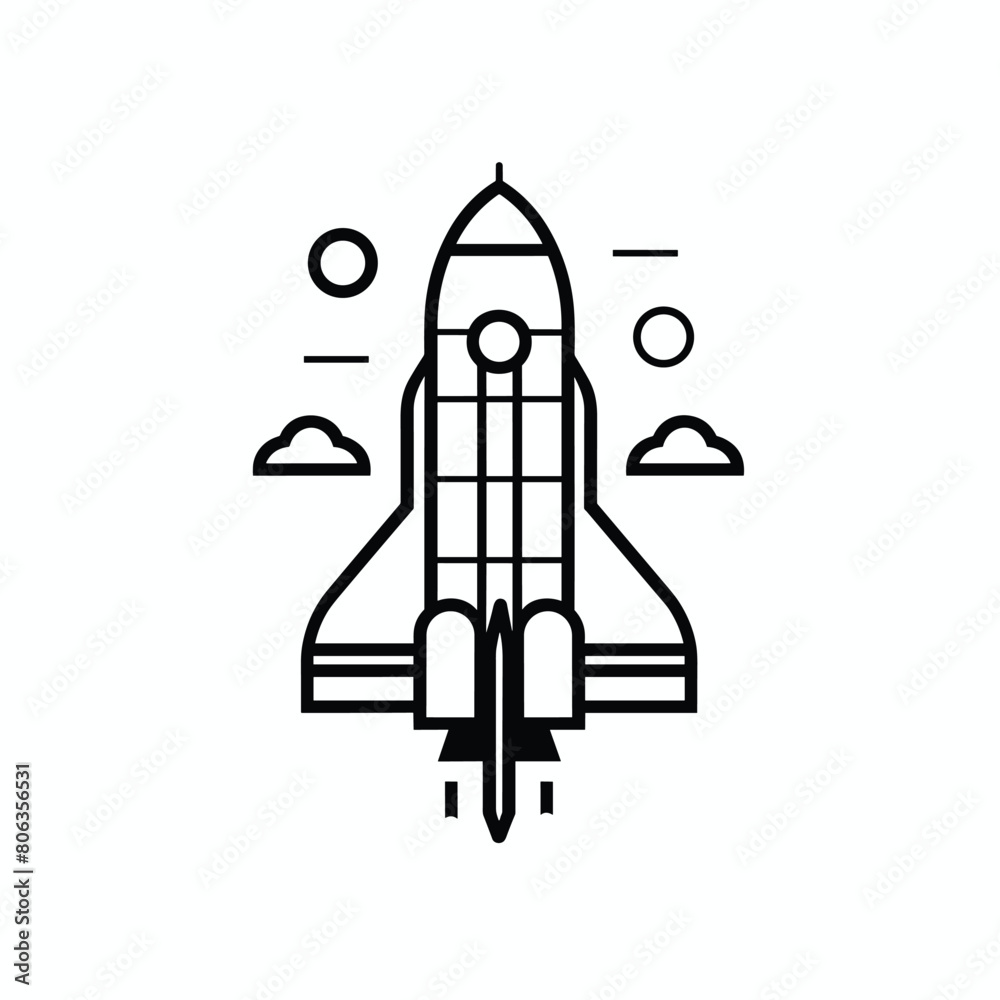 Space ship rocket launch simple minimalist icon design Space ship rocket launch simple minimalist icon design