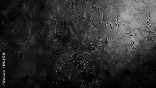 Abstract black textured background with rough surface and uneven edges photo