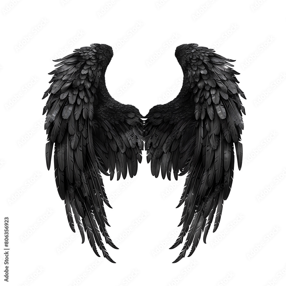 Obraz premium black wing isolated on white background.