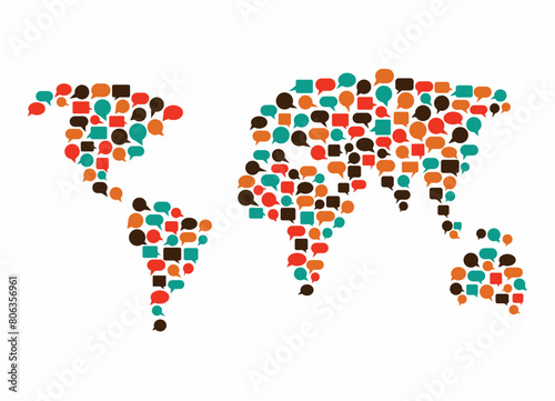 text bubbles shape of world map