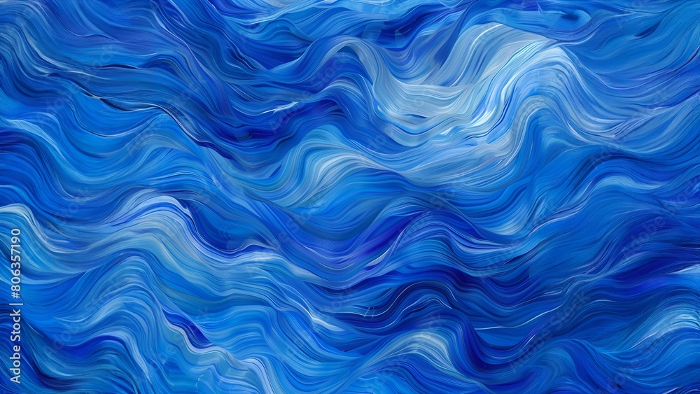 Abstract painting of blue ocean waves with a thick oil paint texture Abstract painting of blue ocean waves with a thick oil paint texture