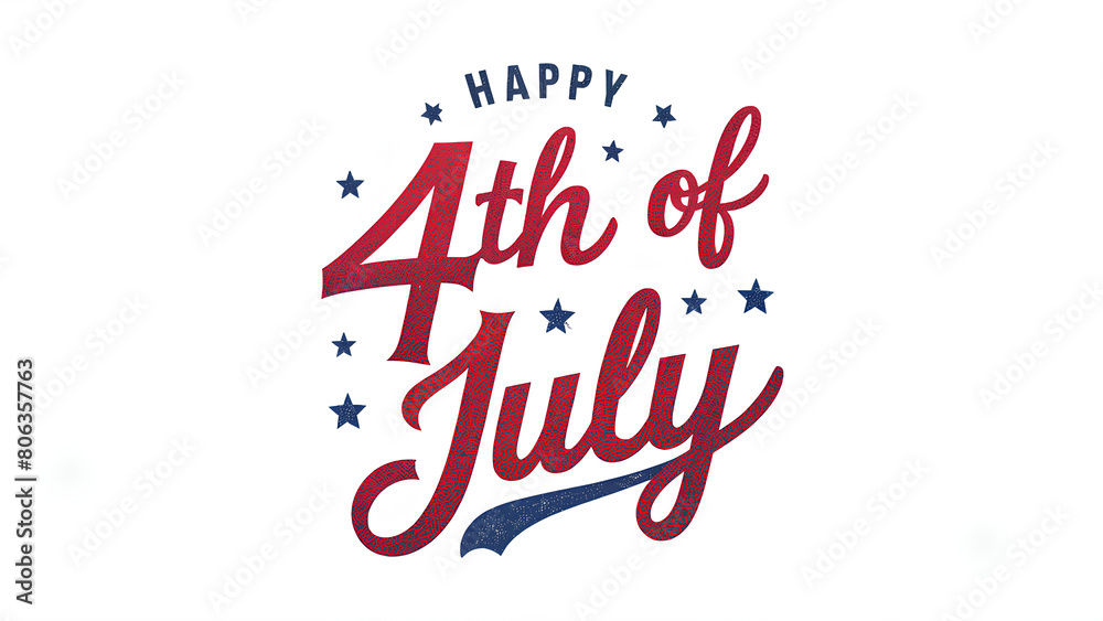 happy 4th of july on white background