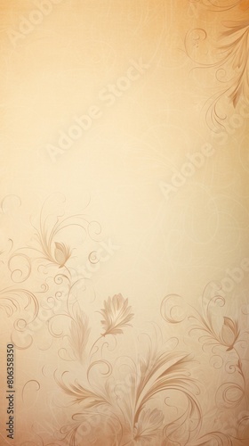 Brown soft pastel color background parchment with a thin barely noticeable floral ornament, wallpaper copy space, vintage design blank copyspace