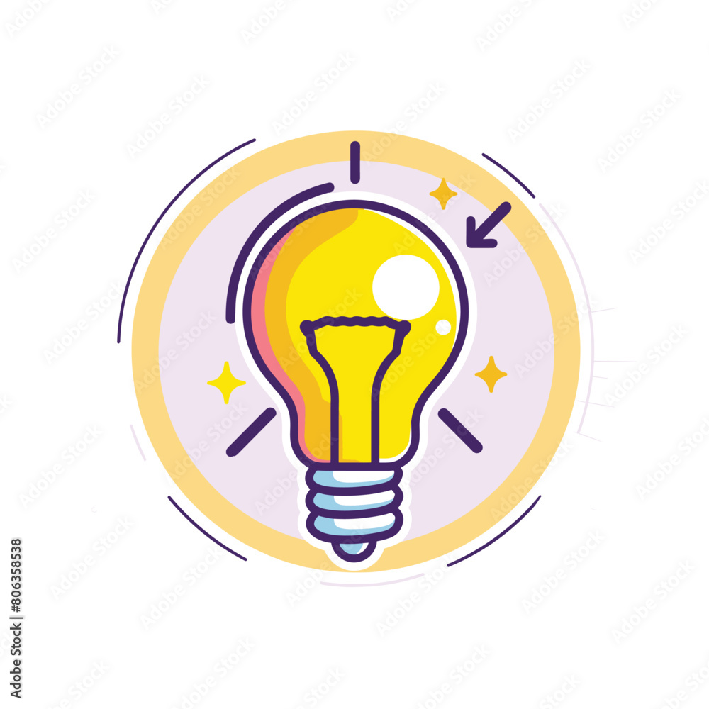 Colorful graphic of a glowing light bulb with a yellow glow and a purple background. Colorful graphic of a glowing light bulb with a yellow glow and a purple background.