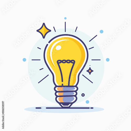 Bright cartoon lightbulb with stars, symbolizing ideas and innovation.