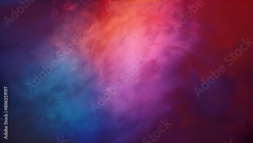 Abstract painting with vibrant blue, purple, and red colors in oil paints