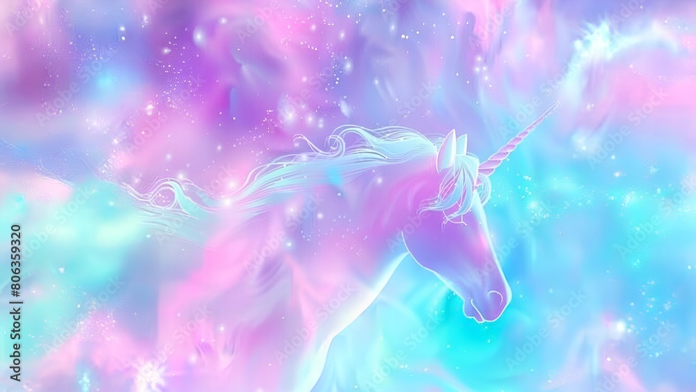 Obraz premium Graceful Unicorn in Magical Pastel Galaxy