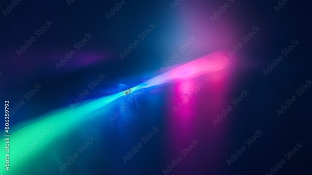 Abstract background with glowing neon blue, green, and pink light waves