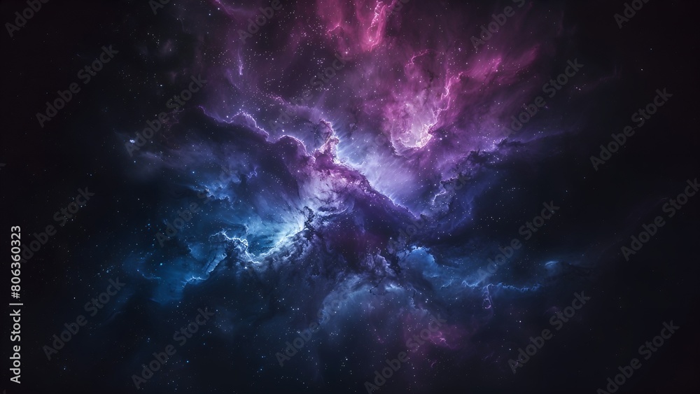 Mesmerizing Space Nebula with Vibrant Purple and Blue Colors