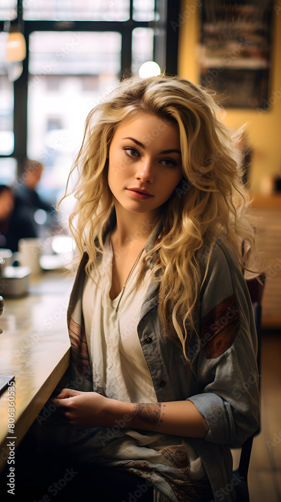 Beautiful woman working in a coffee shop, working in a coffeeshop Beautiful woman working in a coffee shop, working in a coffeeshop