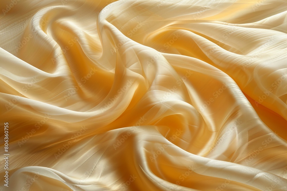 Elegant Golden Silk Fabric Flowing in Soft Waves Elegant Golden Silk Fabric Flowing in Soft Waves