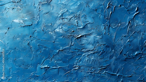 Blue oil paint texture with brush strokes and palette knife strokes