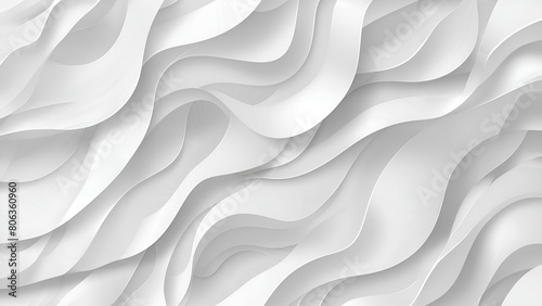 Abstract white waves background with smooth flowing lines, minimalist geometric pattern for modern design
