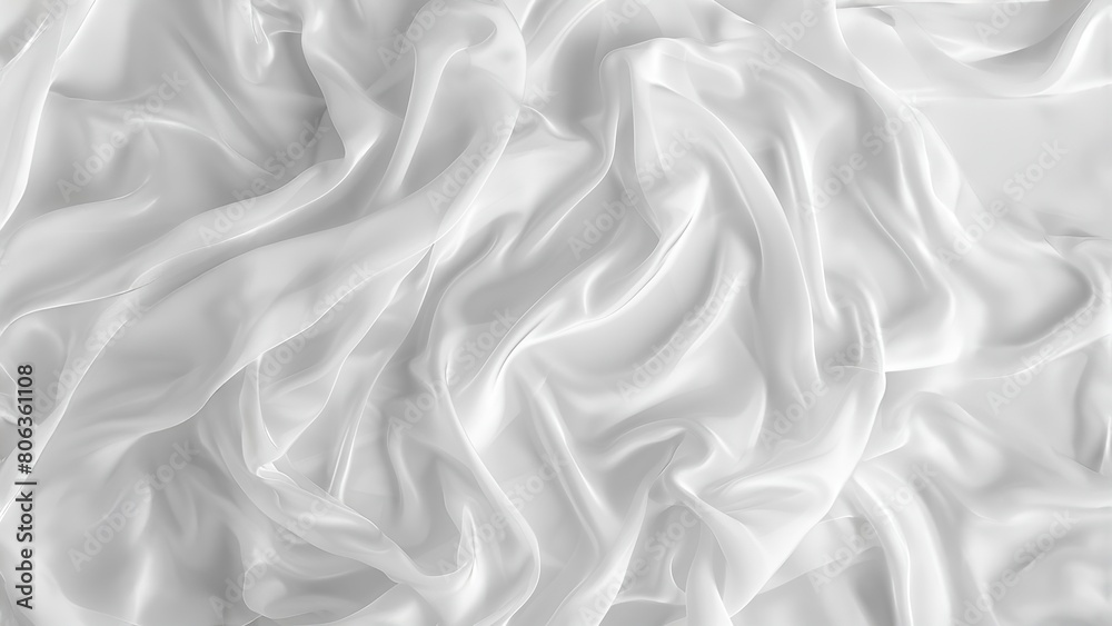 Fototapeta premium White silk fabric with elegant soft waves, smooth and shiny satin textile background