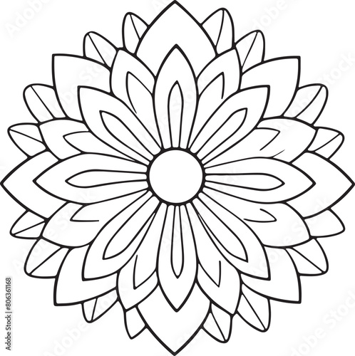 Beautiful Flower coloring page illustration Flower coloring page for kids