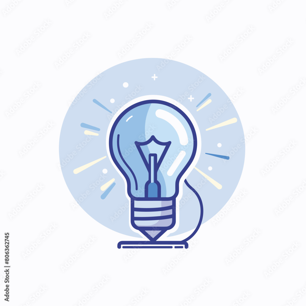 Illustration of a glowing light bulb with a blue background.