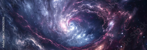 Abstract Spiral Nebula Of Universe. Galaxy and star constellations in deep space photo