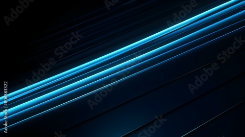 Glowing sky blue Neon Lights in the Dark. Elegant Background with Copy Space