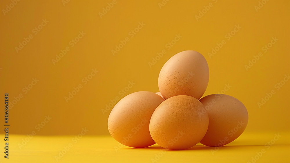 Chicken eggs on a yellow background Chicken eggs on a yellow background