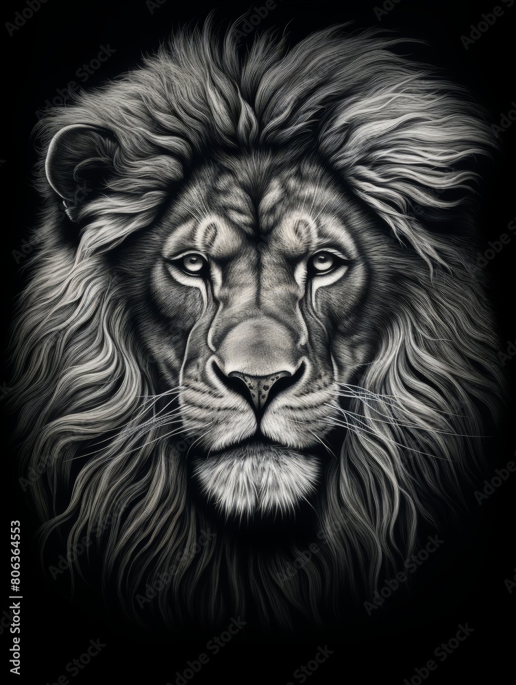 Realistic Graphite Pencil Lion Portrait