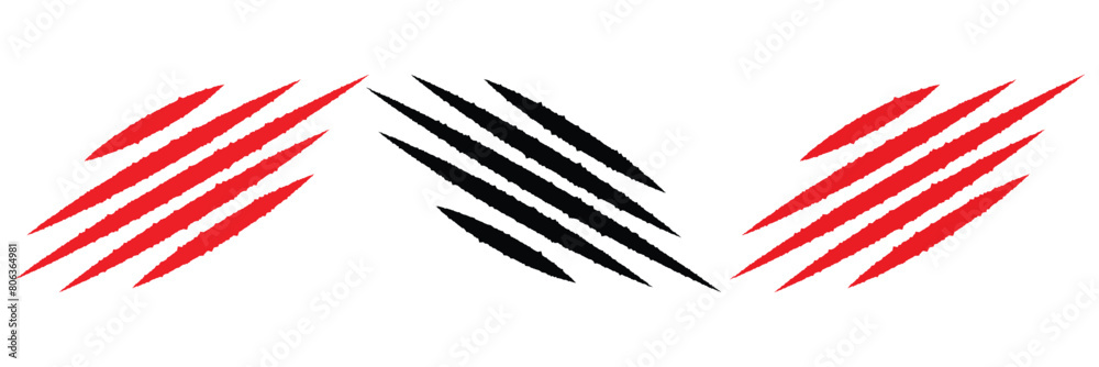Obraz premium Scratch vector. Claw mark vector silhouette set. Claws beast ripped marks.