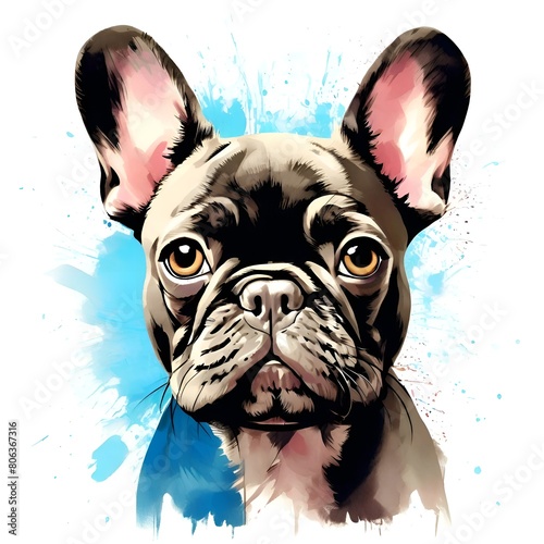  portrait painting of french bulldog puppy