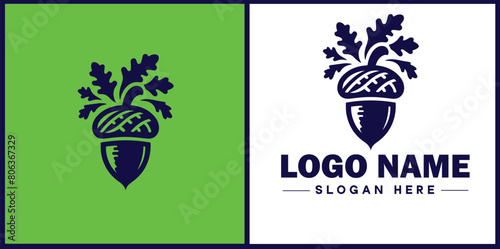 acorn icon Oak nut Acorn nut Acorn seed flat logo sign symbol editable vector
