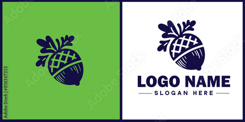 acorn icon Oak nut Acorn nut Acorn seed flat logo sign symbol editable vector
