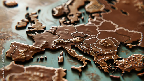 a view of Europe made of chocolate  photo