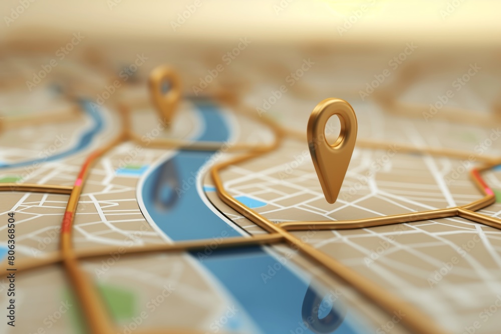 Obraz premium Digital modern map navigator with a label