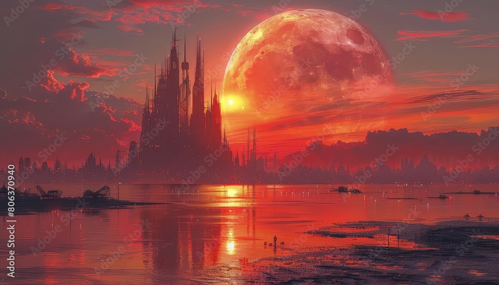 A beautiful sunset over a cityscape
