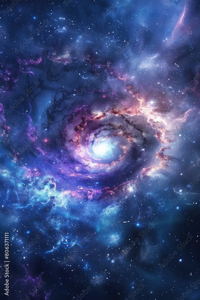 Abstract Spiral Nebula Of Universe. Galaxy and star constellations in deep space and cosmos