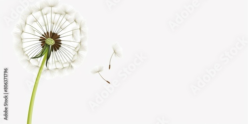 Illustration of a dandelion on a white background with copy space.