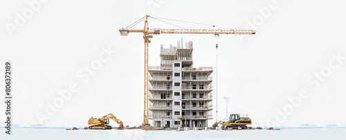 multifloor residential building housing project for under construction site and off plan real estate investment infrastructure progress, miniature section model style as wide banner with copyspace